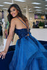 Load image into Gallery viewer, Sparkly Blue Corset Tiered Long Formal Dress with Appliques