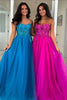 Load image into Gallery viewer, Sparkly Fuchsia Corset A Line Long Formal Dress