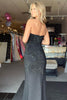 Load image into Gallery viewer, Sparkly Black Corset Strapless Long Formal Dress with Beading