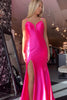 Load image into Gallery viewer, Fuchsia Mermaid Spaghetti Straps Long Formal Dress with Slit