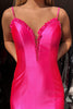 Load image into Gallery viewer, Fuchsia Mermaid Spaghetti Straps Long Formal Dress with Slit