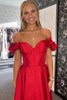 Load image into Gallery viewer, Red Corset Off The Shoulder Long Formal Dress with Slit