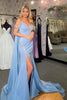 Load image into Gallery viewer, Sparkly Light Blue Mermaid Chiffon Long Formal Dress