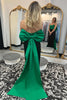 Load image into Gallery viewer, Black Green Strapless Mermaid Long Formal Dress with Bow