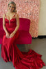 Load image into Gallery viewer, Burgundy Corset Spaghetti Straps Long Satin Formal Dress