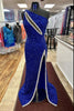 Load image into Gallery viewer, Sparkly Royal Blue One Shoulder Long Formal Dress with Beading