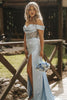 Load image into Gallery viewer, Grey Corset Off The Shoulder Long Formal Dress with Slit