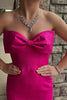 Load image into Gallery viewer, Fuchsia Mermaid Strapless Long Satin Formal Dress with Bow