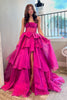 Load image into Gallery viewer, Princess Fuchsia Corset Bowknot Long Formal Dress with Slit