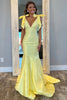 Load image into Gallery viewer, Sparkly Yellow Beaded Bowknot Long Formal Dress