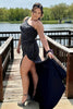 Load image into Gallery viewer, Sparkly Black One Shoulder Beaded Long Formal Dress with Slit