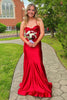 Load image into Gallery viewer, Simple Red Spaghetti Straps Satin Mermaid Long Formal Dress