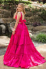 Load image into Gallery viewer, Princess Fuchsia A Line 2 Pieces V-Neck Long Formal Dress