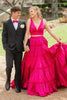 Load image into Gallery viewer, Princess Fuchsia A Line 2 Pieces V-Neck Long Formal Dress