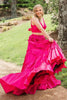 Load image into Gallery viewer, Princess Fuchsia A Line 2 Pieces V-Neck Long Formal Dress