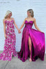 Load image into Gallery viewer, Metallic Fuchsia A-Line Pleated Long Formal Dress