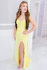 Load image into Gallery viewer, Floral Yellow Spaghetti Straps Long Corset Formal Dress with Slit