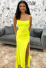 Load image into Gallery viewer, Yellow Mermaid Spaghetti Straps Long Formal Dress with Slit