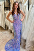 Load image into Gallery viewer, Sparkly Blue Mermaid Sequin Long Corset Formal Dress with Slit