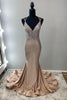 Load image into Gallery viewer, Sparkly Gold Mermaid Spaghetti Straps Long Beaded Formal Dress