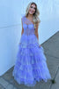 Load image into Gallery viewer, Sparkly Lilac A Line Tiered One Shoulder Long Corset Formal Dress