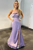 Load image into Gallery viewer, Lilac Mermaid Strapless Long Satin Formal Dress with Slit