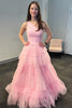 Load image into Gallery viewer, Light Pink A Line One Shoulder Tiered Long Tulle Formal Dress