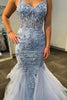 Load image into Gallery viewer, Sparkly Lilac Floral Spaghetti Straps Long Corset Prom Dress