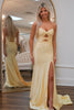 Load image into Gallery viewer, Sparkly Yellow Mermaid Beaded Long Formal Dress with Slit