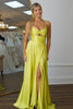 Load image into Gallery viewer, Yellow A Line Spaghetti Straps Long Formal Dress with Slit