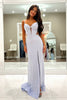 Load image into Gallery viewer, Sparkly Lilac Mermaid Beaded Corset Long Formal Dress with Slit