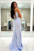 Load image into Gallery viewer, Sparkly Lilac Mermaid Beaded Corset Long Formal Dress with Slit