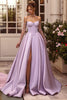 Load image into Gallery viewer, Lilac A Line Pearl Corset Sweetheart Long Formal Dress with Slit