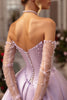 Load image into Gallery viewer, Lilac A Line Pearl Corset Sweetheart Long Formal Dress with Slit