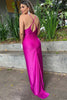 Load image into Gallery viewer, Fuchsia V-Neck Mermaid Backless Long Formal Dress with Slit