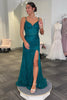 Load image into Gallery viewer, Sparkly Emerald Green Spaghetti Straps Long Corset Formal Dress with Slit