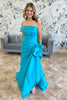 Load image into Gallery viewer, Blue Mermaid Strapless Long Satin Prom Dress