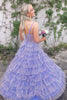 Load image into Gallery viewer, Sparkly Lilac A Line Tiered Long Corset Forma Dress with Slit