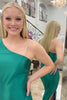 Load image into Gallery viewer, Sparkly Green Beaded Mermaid Long Satin Formal Dress with Slit