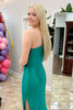 Load image into Gallery viewer, Sparkly Green Beaded Mermaid Long Satin Formal Dress with Slit