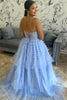 Load image into Gallery viewer, Sparkly Light Blue Sweetheart Tiered Tulle Long Corset Formal Dress