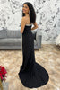 Load image into Gallery viewer, Sparkly Black Strapless Mermaid Long Beaded Formal Dress with Slit