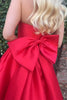 Load image into Gallery viewer, Elegant Red Strapless A Line Satin Long Formal Dress with Bow