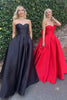 Load image into Gallery viewer, Elegant Red Strapless A Line Satin Long Formal Dress with Bow