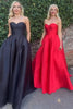 Load image into Gallery viewer, Elegant Red Strapless A Line Satin Long Formal Dress with Bow