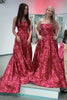 Load image into Gallery viewer, Fuchsia A Line Strapless Long Satin Formal Dress with Embroidery