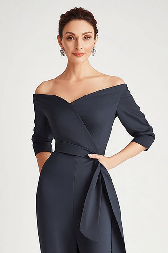 Elegant Navy Off the Shoulder Jumpsuit