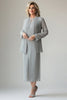 Load image into Gallery viewer, Light Grey Tea Length Chiffon Mother of the Bride Dress with Sequin Jacket