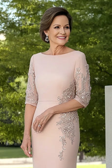 Sparkly Champagne Scoop Mermaid Mother of the Bride Dress