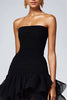 Load image into Gallery viewer, Black Strapless Tulle Tiered Long Formal Dress